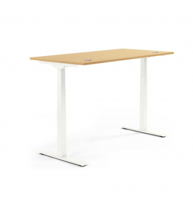 Sitz-Steh-Schreibtisch FLEX MODUL, elektrisch h&ouml;henverstellbar, 60,5-125,5cm (H), 200x80cm (BxT), rechteckig, buche / wei&szlig;