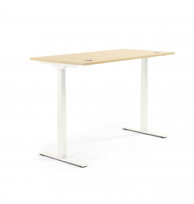 Sitz-Steh-Schreibtisch FLEX MODUL, elektrisch h&ouml;henverstellbar, 60,5-125,5cm (H), 200x80cm (BxT), rechteckig, ahorn / wei&szlig;