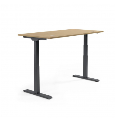 Sitz-Steh-Schreibtisch FLEX MODUL, elektrisch h&ouml;henverstellbar, 60,5-125,5cm (H), 180x80cm (BxT), rechteckig, eiche hell / schwa