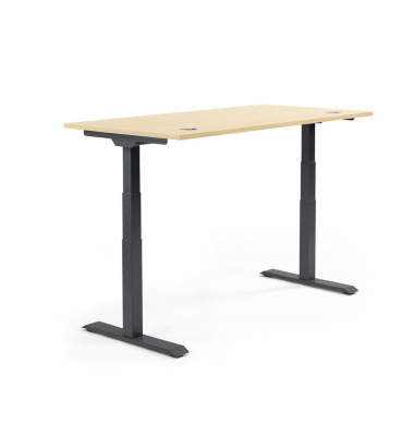 Sitz-Steh-Schreibtisch FLEX MODUL, elektrisch h&ouml;henverstellbar, 60,5-125,5cm (H), 120x80cm (BxT), rechteckig, ahorn / schwarz