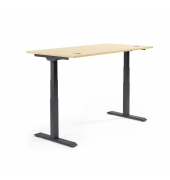 Sitz-Steh-Schreibtisch FLEX MODUL, elektrisch h&ouml;henverstellbar, 60,5-125,5cm (H), 180x80cm (BxT), rechteckig, ahorn / schwarz