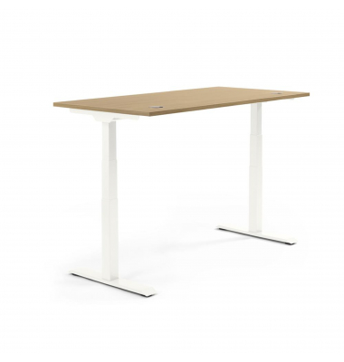 Sitz-Steh-Schreibtisch FLEX MODUL, elektrisch h&ouml;henverstellbar, 60,5-125,5cm (H), 180x80cm (BxT), rechteckig, eiche hell / wei&szlig;