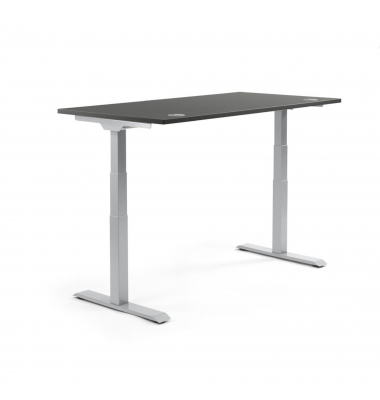 Sitz-Steh-Schreibtisch FLEX MODUL, elektrisch h&ouml;henverstellbar, 60,5-125,5cm (H), 200x80cm (BxT), rechteckig, anthrazit / alusil