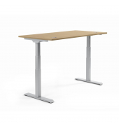Sitz-Steh-Schreibtisch Flex Modul, elektrisch höhenverstellbar, 60,5-125,5cm (H), 200x80cm (BxT), rechteckig, eiche hell / alusilber