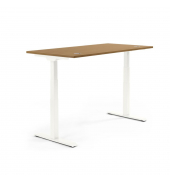 Sitz-Steh-Schreibtisch FLEX MODUL, elektrisch h&ouml;henverstellbar, 60,5-125,5cm (H), 160x80cm (BxT), rechteckig, nussbaum / wei&szlig;