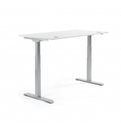 Sitz-Steh-Schreibtisch FLEX MODUL, elektrisch h&ouml;henverstellbar, 60,5-125,5cm (H), 160x80cm (BxT), rechteckig, wei&szlig; / alusilber