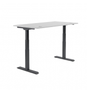 Sitz-Steh-Schreibtisch FLEX MODUL, elektrisch h&ouml;henverstellbar, 60,5-125,5cm (H), 180x80cm (BxT), rechteckig, lichtgrau / schwar