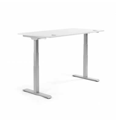 Sitz-Steh-Schreibtisch FLEX MODUL, elektrisch h&ouml;henverstellbar, 60,5-125,5cm (H), 180x80cm (BxT), rechteckig, wei&szlig; / alusilber