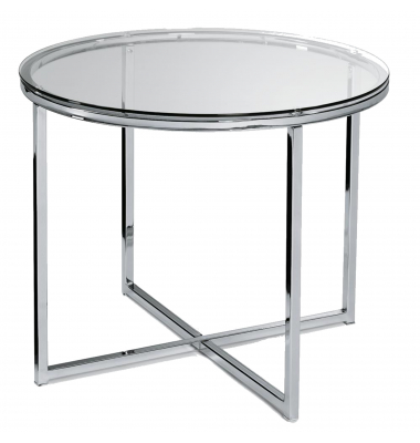 Beistelltisch XABI, 55cm (H), 55x55cm (BxT), rund, transparent / chrom
