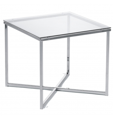 Glastisch eckig 500x450x500 Gestell verchromt