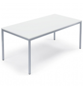 Konferenztisch BASE MODUL, 72cm (H), 120x80cm (BxT), rechteckig, wei&szlig; / silber