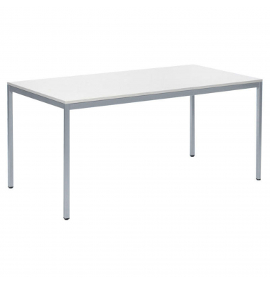 Konferenztisch BASE MODUL, 72cm (H), 200x80cm (BxT), rechteckig, wei&szlig; / silber