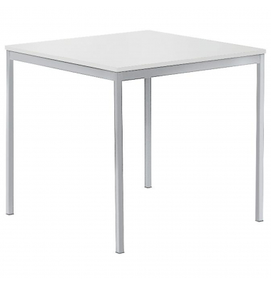 Konferenztisch BASE MODUL, 72cm (H), 80x70cm (BxT), rechteckig, wei&szlig; / silber