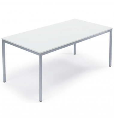 Konferenztisch BASE MODUL, 72cm (H), 180x80cm (BxT), rechteckig, wei&szlig; / silber