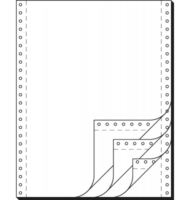 DIN-Computerpapier  Endlospapier, 4fach, 12x240 mm (A4 hoch),  Selbst-Durchschreibend, blanko, 500 Sätze