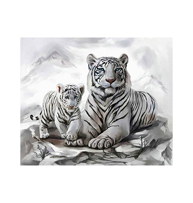 Bastelset Tigermama mit Jungtier weiß Bastelset Tigermama mit Jungtier weiß