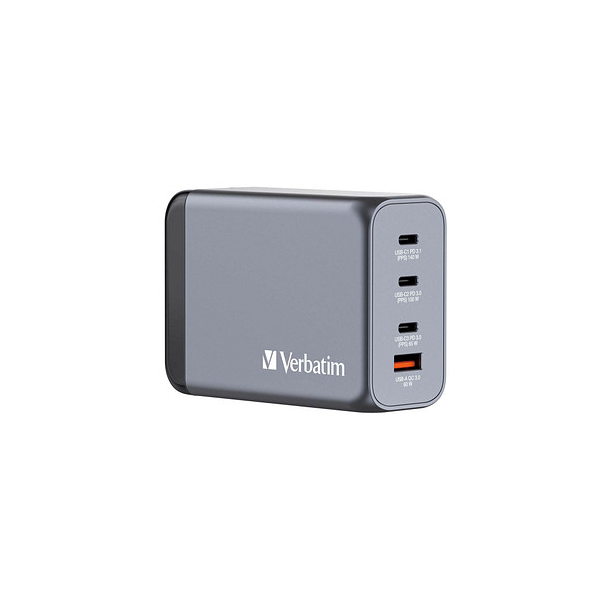0023942322054 - grau 1xUSB-A QC 3xUSB-C PD Retail Verbatim Ladeadapter GNC-240 GaN 240W grau 1xUSB-A QC 3xUSB-C PD Retail 0023942322054