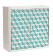 easyOffice Vintage Rollladenschrank 60964 2 Fachböden 110,0 x 41,5 x 104,0 cm
