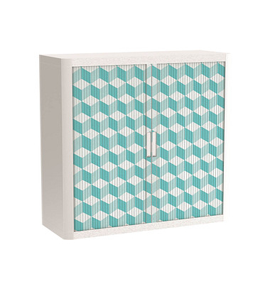 easyOffice Vintage Rollladenschrank 60964 2 Fachböden 110,0 x 41,5 x 104,0 cm