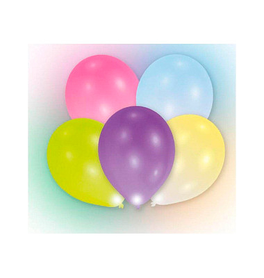 5 amscan Luftballons LED bunt