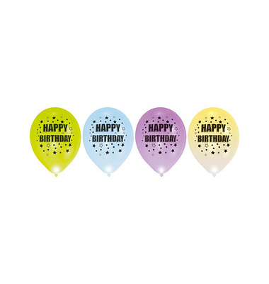 4 amscan Luftballons LED Happy Birthday bunt