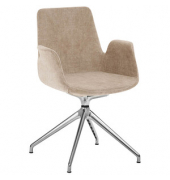 Besuchersessel myHELIOS hellbraun Aluminium poliert Stoff