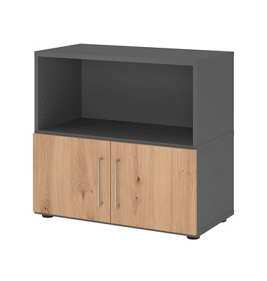 Regalschrank FlexWall VFW28T1KG/G/R/BS, nein, 2 OH, grafit/asteiche, 80x74,6x40cm (BxHxT)