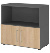 Regalschrank FlexWall VFW28T1KG/G/E/BS, nein, 2 OH, grafit/eiche, 80x74,6x40cm (BxHxT)