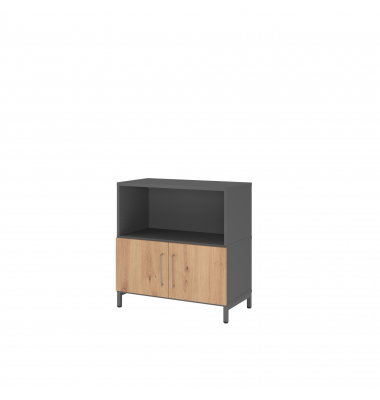 Regalschrank FlexWall VFW28T1KUGRBS, nein, 2 OH, grafit/asteiche, 80x82,8x41,7cm (BxHxT)