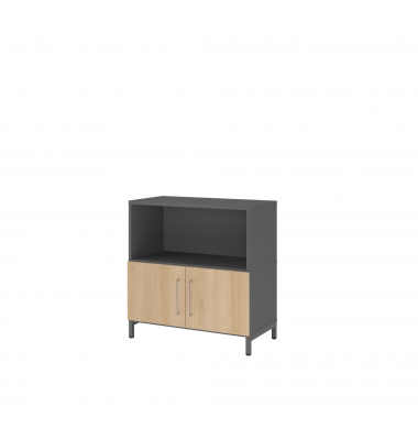 Regalschrank FlexWall VFW28T1KUGEBS, nein, 2 OH, grafit/eiche, 80x82,8x41,7cm (BxHxT)