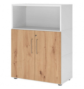 Regalschrank FlexWall VFW38T2KG/W/R/BS, abschlie&szlig;bar, 3 OH, wei&szlig;/asteiche, 80x109,8x40cm (BxHxT)