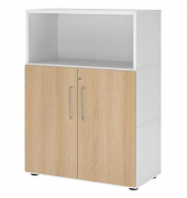 Regalschrank FlexWall VFW38T2KG/W/E/BS, abschlie&szlig;bar, 3 OH, wei&szlig;/eiche, 80x109,8x40cm (BxHxT)