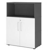 Regalschrank FlexWall VFW38T2KG/G/W/BS, abschlie&szlig;bar, 3 OH, grafit/wei&szlig;, 80x109,8x40cm (BxHxT)