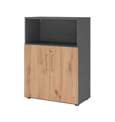 Regalschrank FlexWall, VFW38T2KGGRBS grafit, asteiche 2 Fachböden 80,0 x 40,0 x 109,8 cm