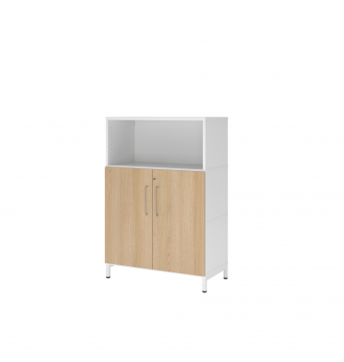 Regalschrank FlexWall VFW38T2KUWEBS, abschlie&szlig;bar, 3 OH, wei&szlig;/eiche, 80x118x41,7cm (BxHxT)