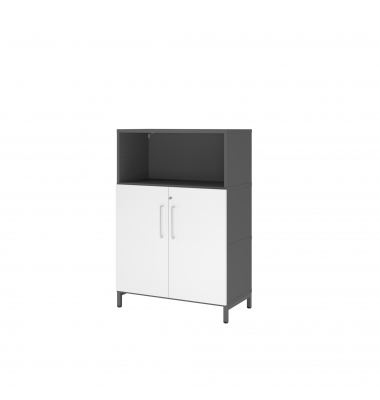 Regalschrank FlexWall VFW38T2KUGWBS, abschlie&szlig;bar, 3 OH, grafit/wei&szlig;, 80x118x41,7cm (BxHxT)