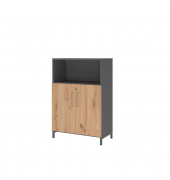 Regalschrank FlexWall VFW38T2KUGRBS, abschlie&szlig;bar, 3 OH, grafit/asteiche, 80x118x41,7cm (BxHxT)