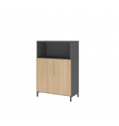 Regalschrank FlexWall VFW38T2KUGEBS, abschlie&szlig;bar, 3 OH, grafit/eiche, 80x118x41,7cm (BxHxT)