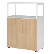 Regalschrank FlexWall VFW38T2RG/W/E/BS, abschlie&szlig;bar, 3 OH, wei&szlig;/eiche, 80x109,8x40cm (BxHxT)