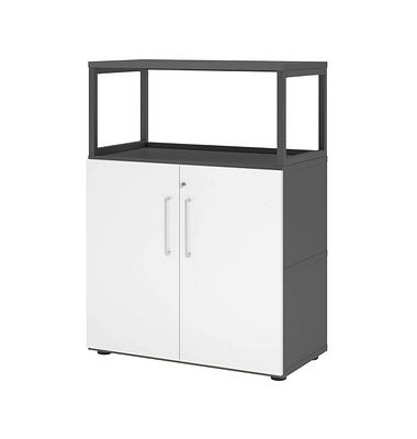 Regalschrank FlexWall VFW38T2RG/G/W/BS, abschlie&szlig;bar, 3 OH, grafit/wei&szlig;, 80x109,8x40cm (BxHxT)
