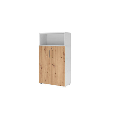 Regalschrank FlexWall VFW48T3KG/W/R/BS, abschlie&szlig;bar, 4 OH, wei&szlig;/asteiche, 80x145x40cm (BxHxT)