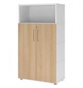 Regalschrank FlexWall VFW48T3KG/W/E/BS, abschlie&szlig;bar, 4 OH, wei&szlig;/eiche, 80x145x40cm (BxHxT)