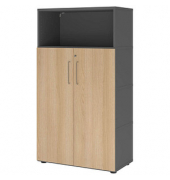 Regalschrank FlexWall, VFW48T3KGGEBS grafit, eiche 3 Fachböden 80,0 x 40,0 x 145,0 cm
