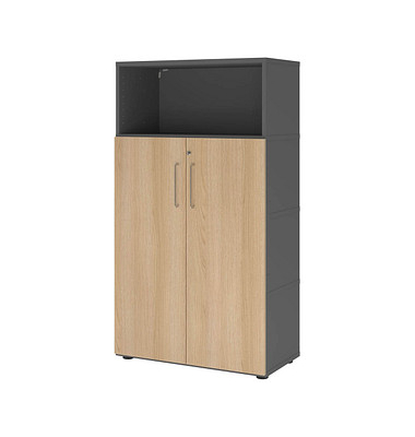 Regalschrank FlexWall, VFW48T3KGGEBS grafit, eiche 3 Fachböden 80,0 x 40,0 x 145,0 cm
