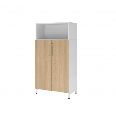 Regalschrank FlexWall VFW48T3KUWEBS, abschlie&szlig;bar, 4 OH, wei&szlig;/eiche, 80x153,2x41,7cm (BxHxT)