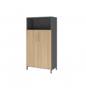 Regalschrank FlexWall VFW48T3KUGEBS, abschlie&szlig;bar, 4 OH, grafit/eiche, 80x153,2x41,7cm (BxHxT)