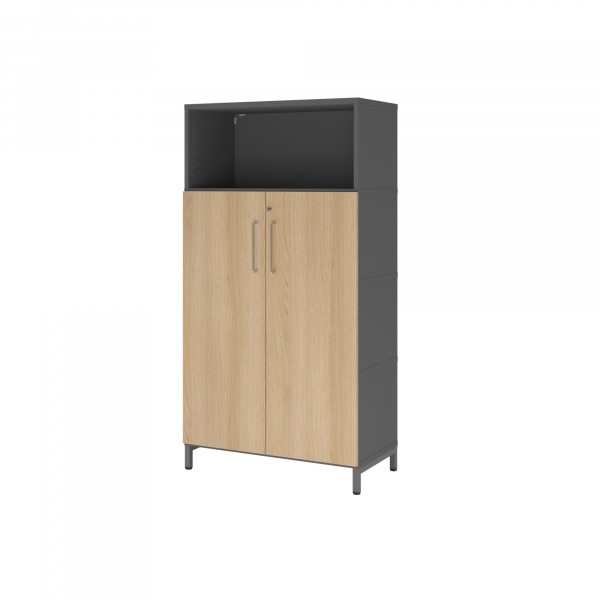 4032062307878 - Regalschrank FlexWall VFW48T3KUGEBS abschließbar 4 OH grafit eiche 80x1532x417cm (BxHxT) 4032062307878 Hammerbacher