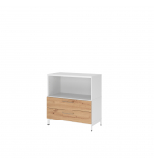 Regal FlexWall 2Schübe 2OH Sockel weißasteiche