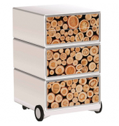 easyOffice Industrial Rollcontainer weiß, bunt 4 Auszüge 39,0 x 43,6 x 64,2 cm
