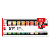 35 Marabu Basic Acrylfarben farbsortiert 32 x 3,5 und 2 x 59,0 ml